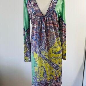 Etro Multicolor Paisley Long Sleeve Dress